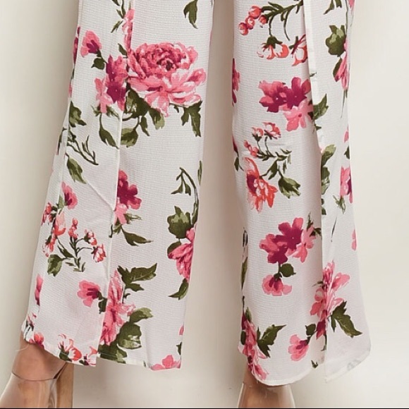 OFF WHITE SLEEVELESS FLORAL JUMPSUIT - Picture 4 of 8